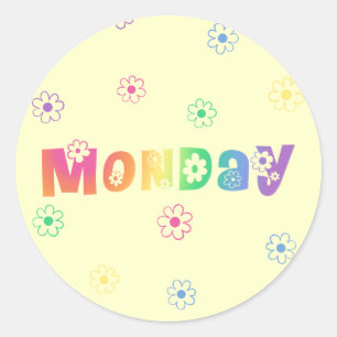 Sticker Rond Mignonne Jour De La Semaine Lundi