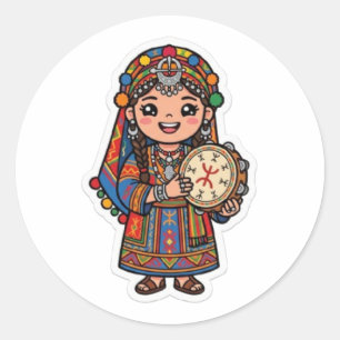 Sticker Rond Mignonne Kawaii Amazigh Ber