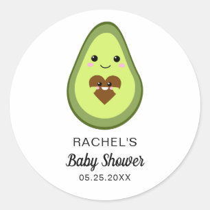 Sticker Rond mignonne kawaii avocado enceinte baby shower fiest