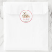 Sticker Rond Mignonne lapin|Coton Candy Pink|Joyeux Pâques (Sac)