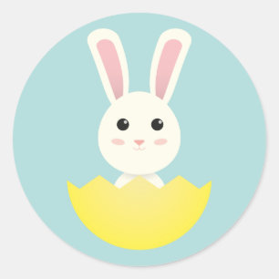 Sticker Rond Mignonne lapin de Pâques I