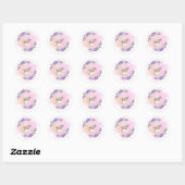 Sticker Rond Mignonne lapin et fleurs (Feuille)