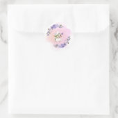 Sticker Rond Mignonne lapin et fleurs (Sac)