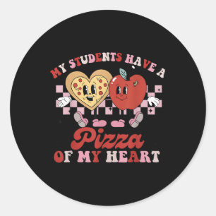 Sticker Rond Mignonne Mes Étudiants Ont Une Pizza-Mon Coeur Ens
