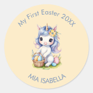Sticker Rond Mignonne Mon premier chevalet de bébé Unicorn de P