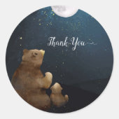 Sticker Rond Mignonne Ours Au-Dessus Du Merci Lune (Devant)
