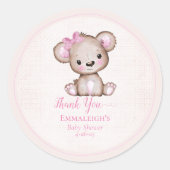 Sticker Rond Mignonne Ours Brown Pour Fille Favoriser Merci (Devant)
