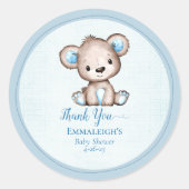 Sticker Rond Mignonne Ours Brown Pour Garçon Favoriser Merci (Devant)