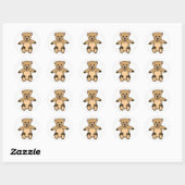 Sticker Rond Mignonne Ours En Teddy Brown (Feuille)