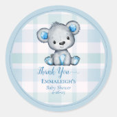 Sticker Rond Mignonne Ours Pour Garçon Favoriser Merci (Devant)