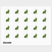 Sticker Rond Mignonne Pâques lapin vert olive avec taches blanc (Feuille)