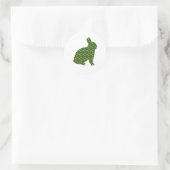 Sticker Rond Mignonne Pâques lapin vert olive avec taches blanc (Sac)