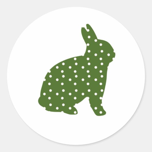 Sticker Rond Mignonne Pâques lapin vert olive avec taches blanc (Devant)