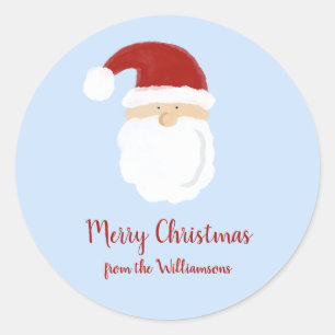 Sticker Rond Mignonne Père Noël Face Noël Cadeau de Noël