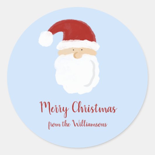 Sticker Rond Mignonne Père Noël Face Noël Cadeau de Noël (Devant)