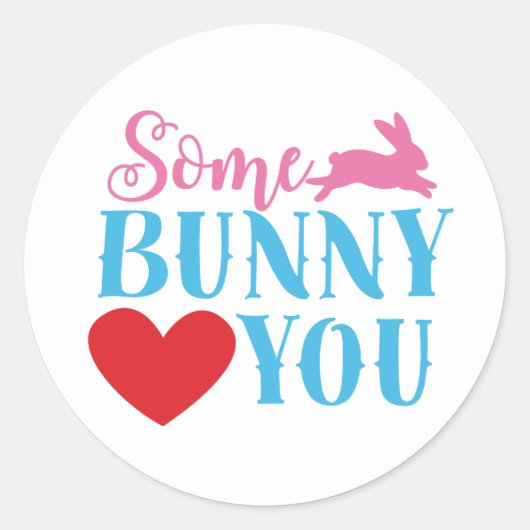 Sticker Rond Mignonne petit lapin t'aime Pâques (Devant)
