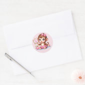 Sticker Rond Mignonne petite fille singe pingouin (Enveloppe)