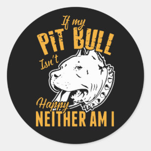 Sticker Rond Mignonne Pit Bull Maman Papa Chien Chien Chien Chi