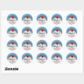 Sticker Rond Mignonne Polar Oear Maman Avec Cubs Joyeux Noël (Feuille)