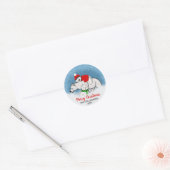 Sticker Rond Mignonne Polar Oear Maman Avec Cubs Joyeux Noël (Enveloppe)