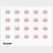 Sticker Rond Mignonne Rose Gold Balloon Lettres Grad Party (Feuille)