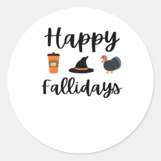 Sticker Rond Mignonne saison d'automne Joyeux Fallidays Thanksg (Devant)
