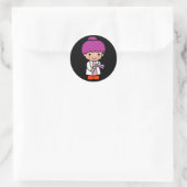 Sticker Rond Mignonne scientifique / Fille chimiste avec flacon (Sac)