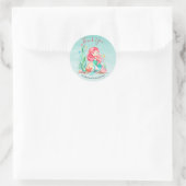 Sticker Rond Mignonne sirène d'aquarelle sous le Baby shower ma (Sac)