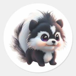 Sticker Rond Mignonne skunk woods animaux forêt amis amis