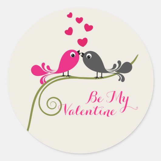 Sticker Rond Mignonne Soit Mes Valentines Inséparables Et Coeur (Devant)