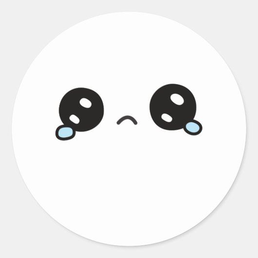Sticker Rond Mignonne Tears Tête Triste (Devant)