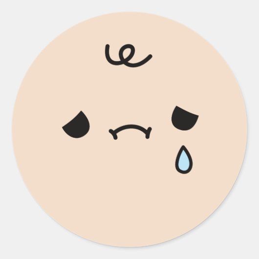 Sticker Rond Mignonne Triste Face Avec Doodle Lear (Devant)
