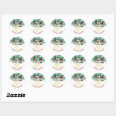 Sticker Rond Mignonne Trois Gnomes Joyeux Noël Forêt Classique  (Feuille)