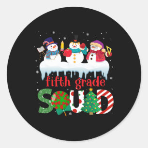 Sticker Rond Mignonne trois Snowman Enseignant Enfants 5e Class