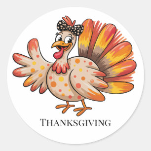 Sticker Rond Mignonne Turquie Thanksgiving