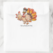 Sticker Rond Mignonne Turquie Thanksgiving (Sac)