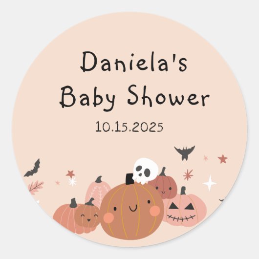 Sticker Rond Mignonne Un Petit Baby shower D'Halloween Boo (Devant)