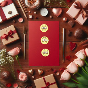 Sticker Rond Mignonne Valentine's BEE