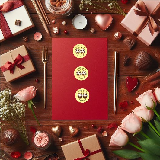 Sticker Rond Mignonne Valentine's BEE