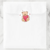Sticker Rond Mignonne Valentine's Day Teddy Bear (Sac)