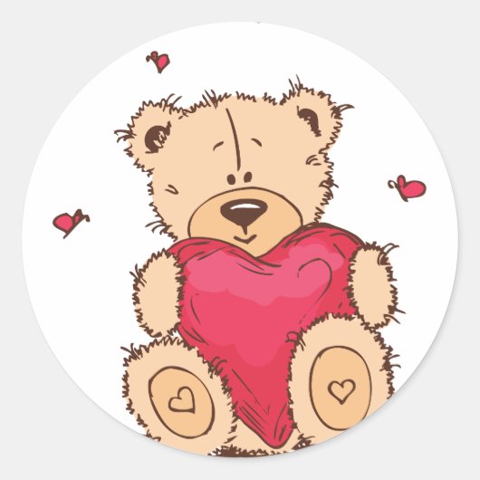 Sticker Rond Mignonne Valentine's Day Teddy Bear (Devant)