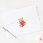Sticker Rond Mignonne Valentine's Day Teddy Bear (Enveloppe)
