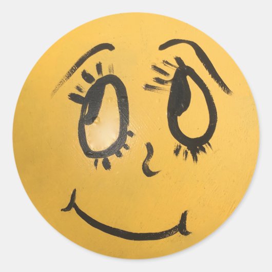 Sticker Rond Mignonne Visage Heureux (Devant)