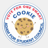 Sticker Rond Mignonne vote pour le président de classe : cookie (Devant)