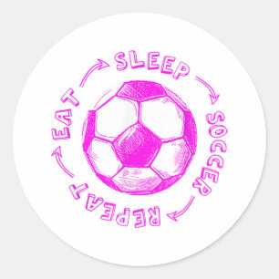 Sticker Rond Mignonnes Filles Mangent Sleep Soccer Répéter - Jo