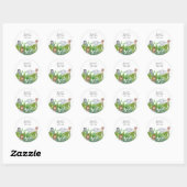 Sticker Rond Mignons animaux de la Jungle Baby shower Enveloppe (Feuille)