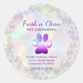 Sticker Rond Mignons bulles Incandescent Chien Paw Service de g (Devant)