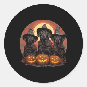 Sticker Rond Mignons chiens Labrador Retriever noirs Halloween 