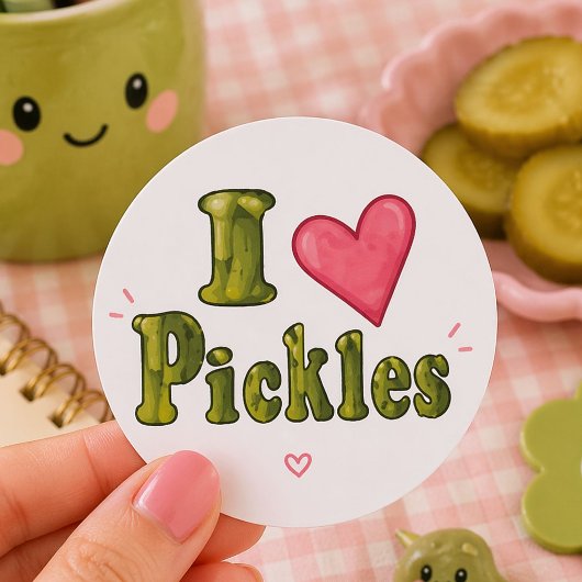 Sticker Rond Mignons Cornichons Je T'aime