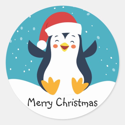 Sticker Rond Mignons enveloppes de Noël en pingouin (Devant)